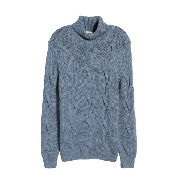 $248 BRAX Men's US XL EU 54 Brian Wool Blend Knit Turtleneck Sweater Storm Blue